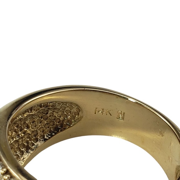 14K Yellow Gold Natural Emerald and Diamond Dome Ring Size 5.75 #21213 - Picture 6 of 9